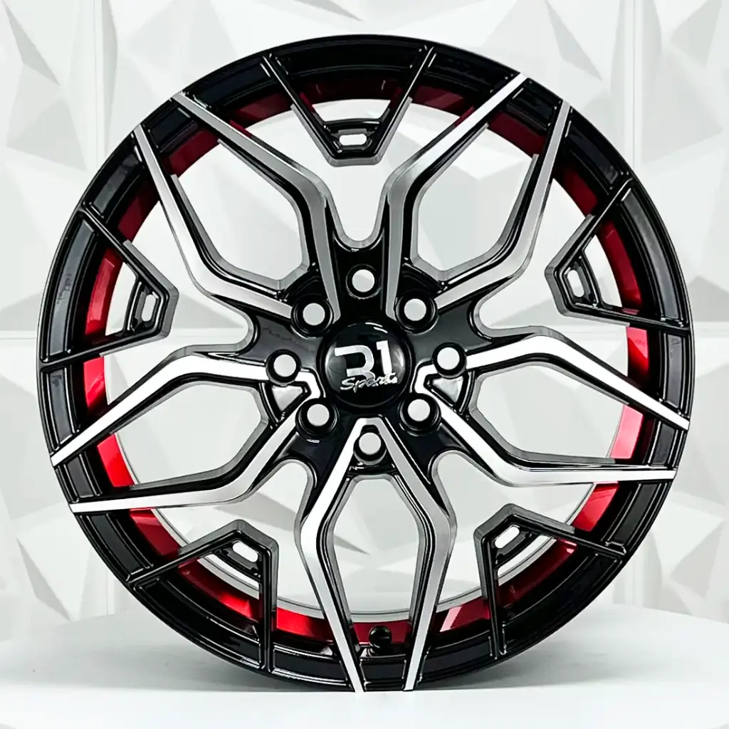 RIN 15X6.5 8-100/114.3 R1 SPORT 1047 BLACK MF+RED UNDERCUT ET30 CB73.1 