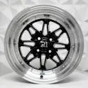 RIN 15X7 4-100 R1 SPORT 497 BLACK+LIP POLISHED+CHROME RIVETS ET10 CB73.1 