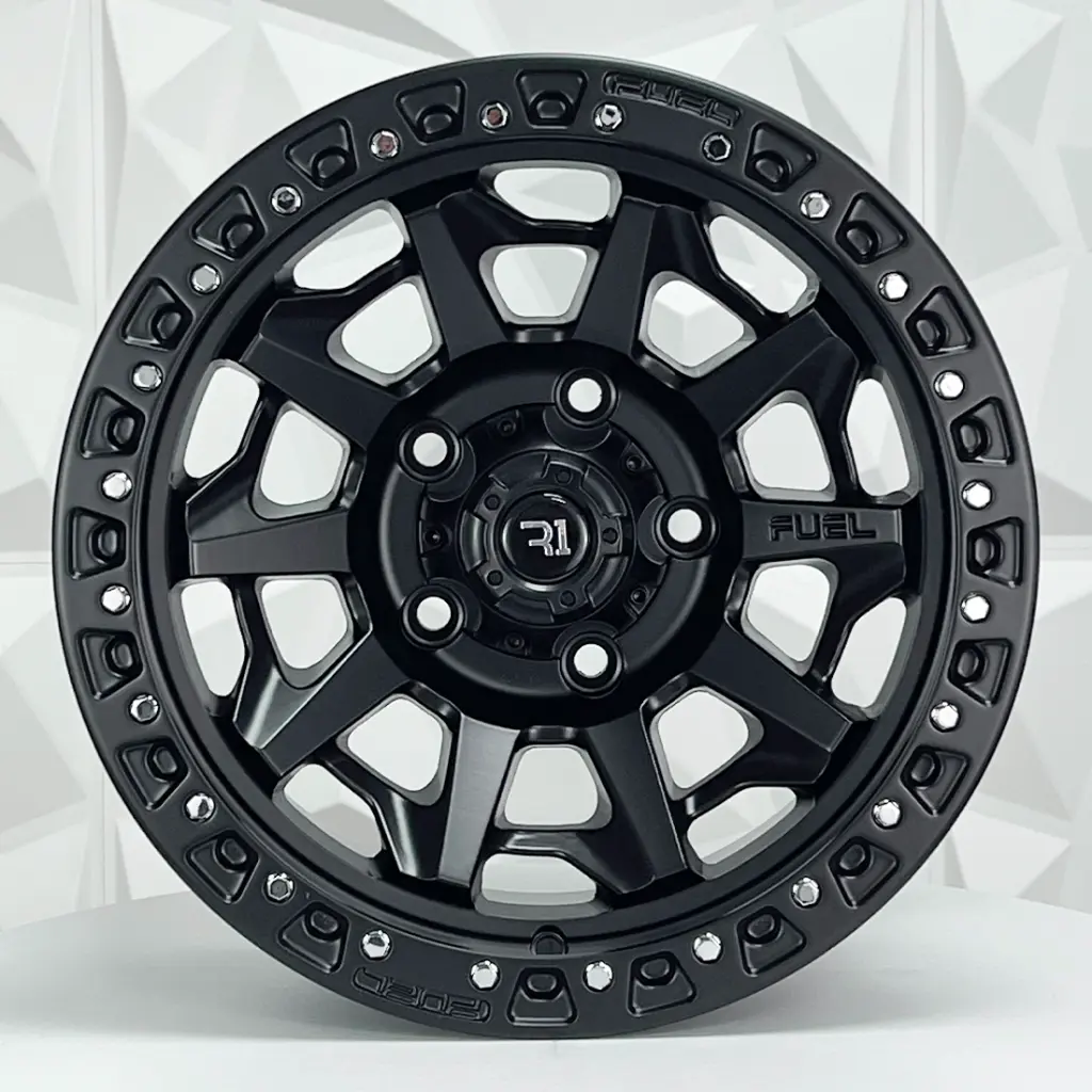 RIN 17X9 5-135 R1 SPORT QC1261 MATE BLACK+CHROME RIVETS* ET0 CB87.1