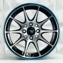 RIN 13X6.5 4-100 R1 SPORT QC1518 BLACK MACHINE FACE BLUE LINE ET0 CB73.1