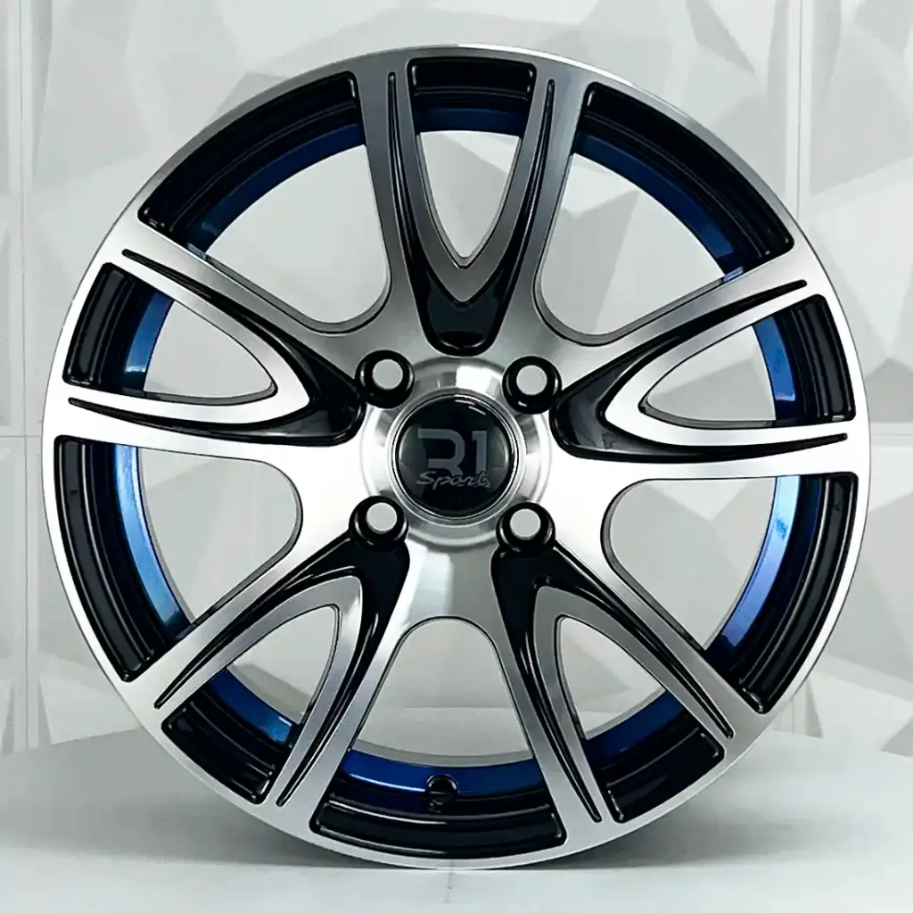 RIN 14X5.5 4-100 R1 SPORT MR447 BLACK MF UNDERCUT BLUE ET24 CB73.1