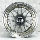 RIN 17X8 4-100/114.3 R1 SPORT 646 HYPER BLACK MACHINE LIP GOLD RIVETS ET30 CB73.